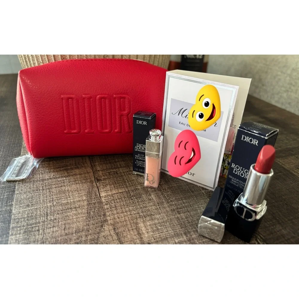 Dior Beaute Red Cosmetic Case and 3 Piece Beauty Set - Picture 7 of 8